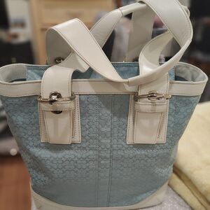 Elegant Blue and Cream Tote Bag